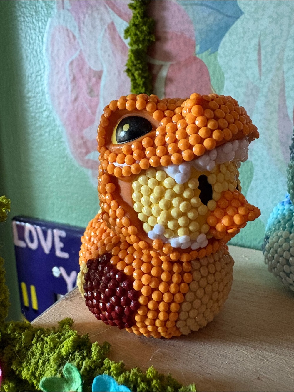 Orange Beaded Dino Duck Figurine